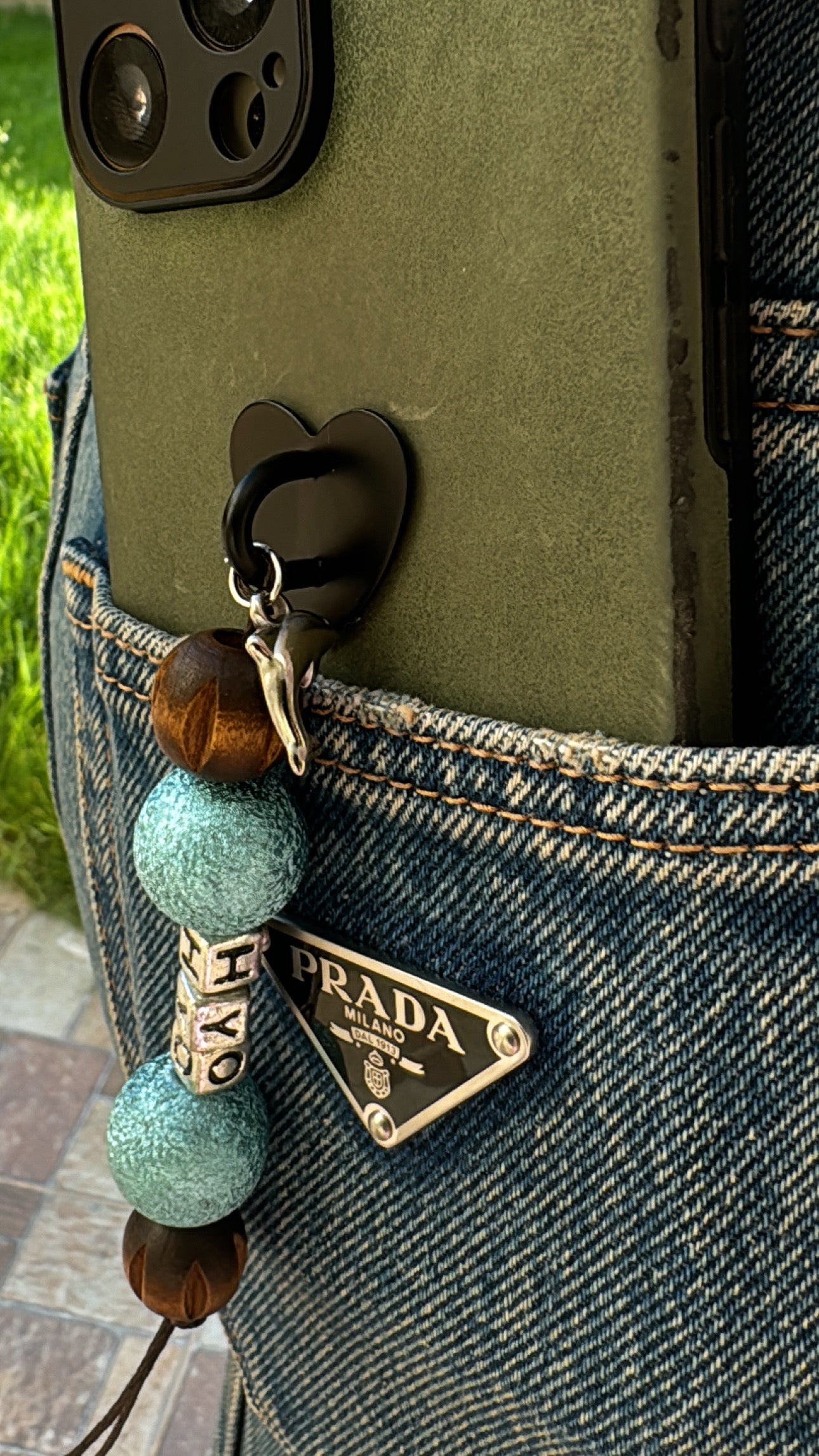 Turquoise initials ( phone charm )