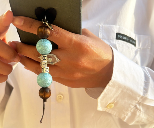 Turquoise initials ( phone charm )