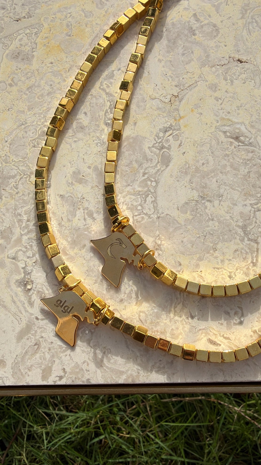 Engraved gold necklace