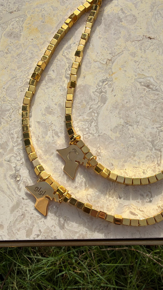 Engraved gold necklace