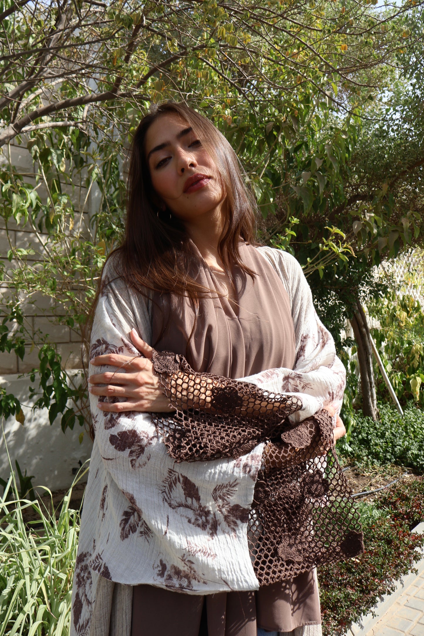 Brown crochet - Abaya