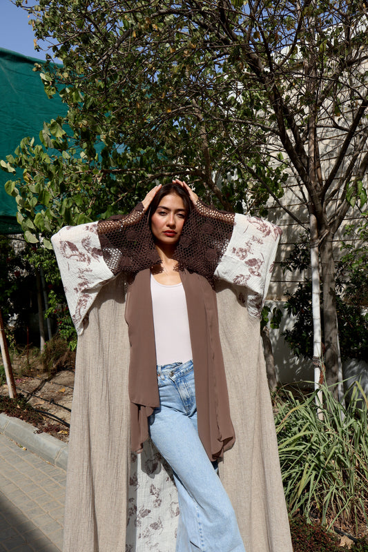 Brown crochet - Abaya