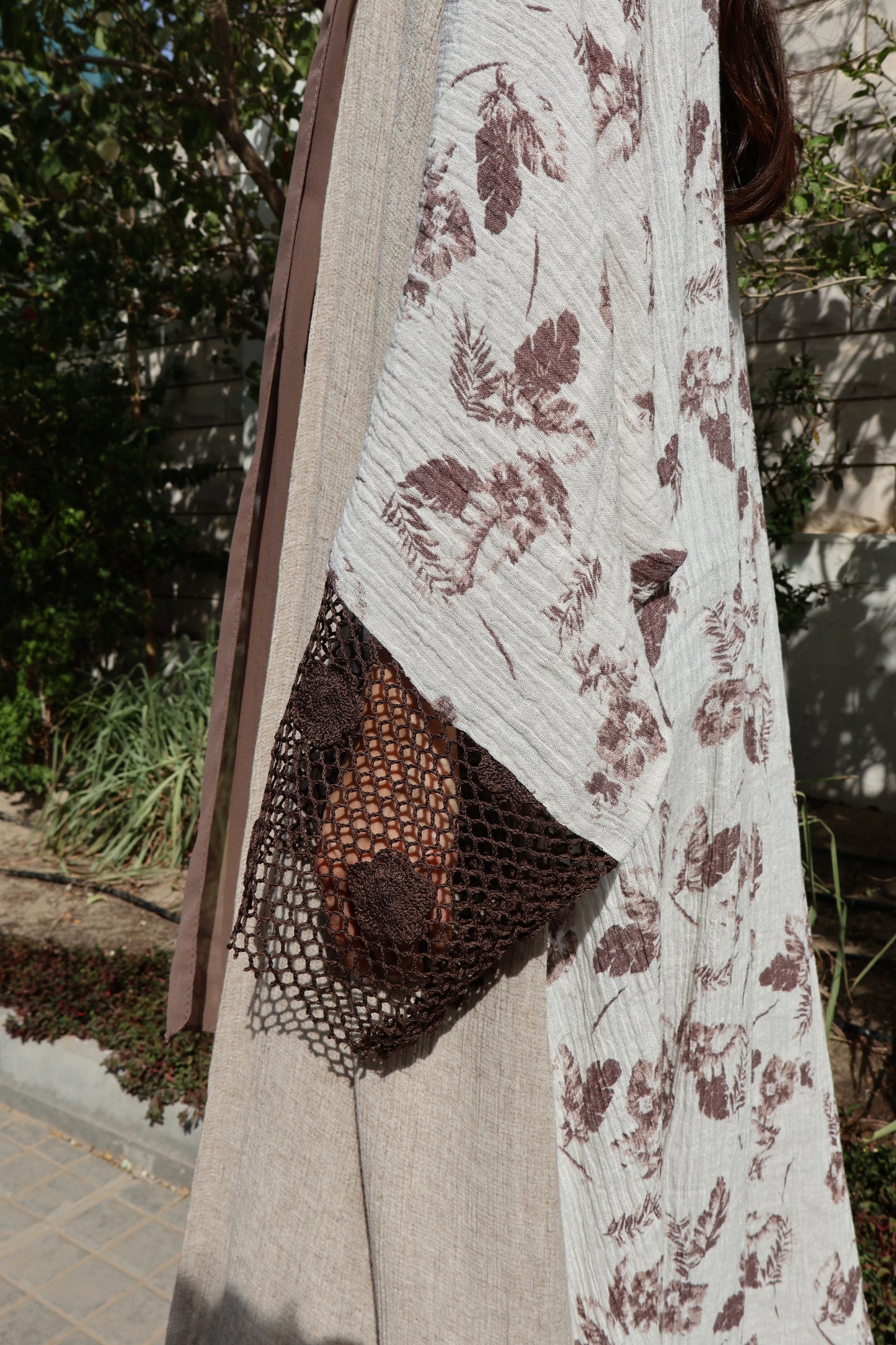 Brown crochet - Abaya